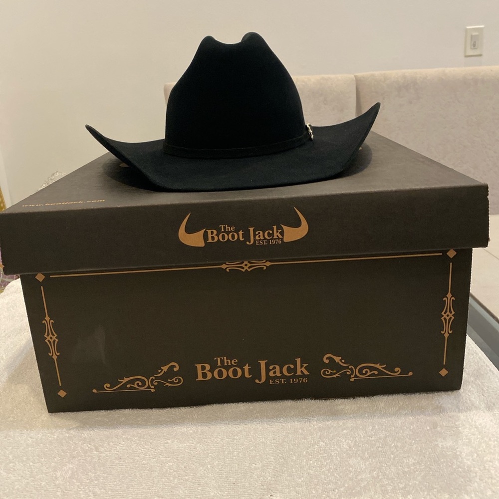 Luxury Stetson Shasta 10X Beaver felt cowboy hat size 7 3/8, Brim 4 color black